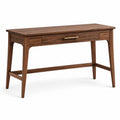 Holzschreibtisch in Braun mit goldfarbenem Griff und Schublade, 120 × 50 × 80 cm