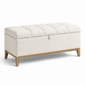 Aufbewahrungsbank mit Stauraum, gepolstert, 110 × 45 × 49 cm, Creme/Hellbraun