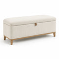 Sitzbank mit Stauraum und Cordbezug, Creme/Natur, 110 × 40 × 48 cm