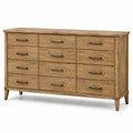 Kommode aus Holz mit 12 Schubladen, Braun/Schwarz, 180 × 45 × 100 cm, Landhausstil