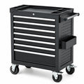 Abschließbarer Werkstattwagen aus Stahl mit 7 Schubladen, Schwarz/Silber, 77 × 46 × 96 cm