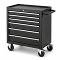Mobiler Werkzeugwagen aus Stahl, 75 × 46 × 87 cm, Schwarz/Silber, 6 abschließbare Schubladen